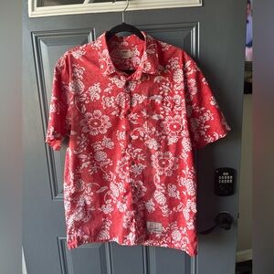 Vans Red and White Floral Men's Shirt
